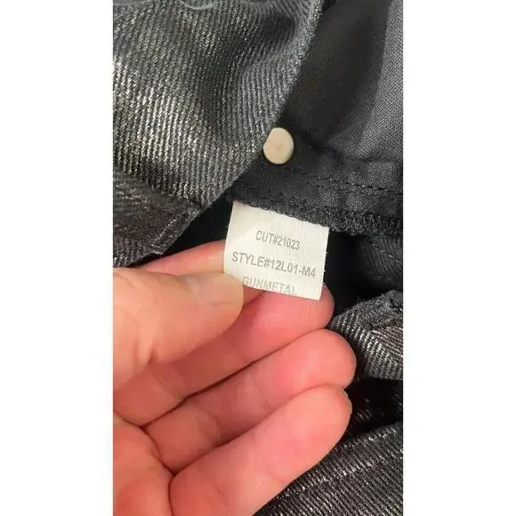 RALPH LAUREN BLACK LABEL GUNMETAL WAX WIDE LEG JEANS - Picture 12 of 12